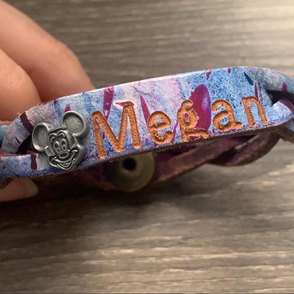 Megan Vintage 90s Purple TieDye Leather Bracelet Mickey Mouse DisneyWorld Canada